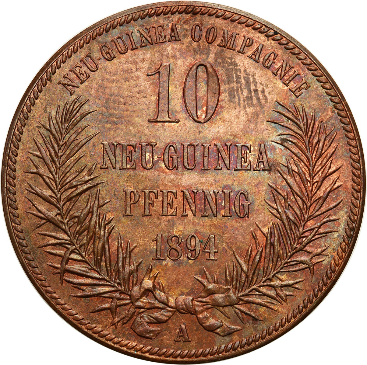 Niemcy / Nowa Gwinea. 10 fenigów 1894 A, Berlin - RZADKIE